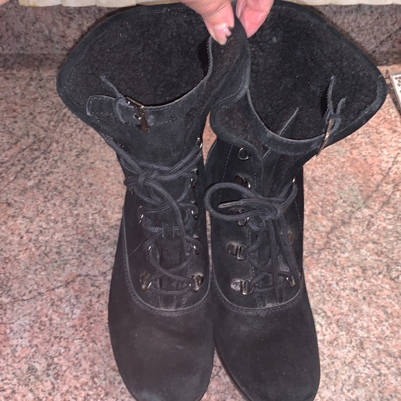 Aerosoles faux fur lace up black booties size 6 - Picture 6 of 11